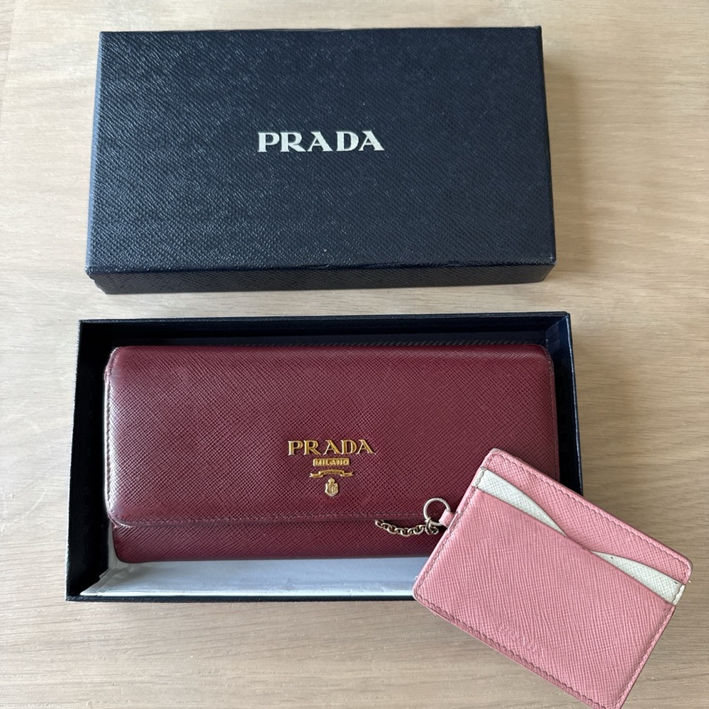 Prada Red and Pink Key Card Holders